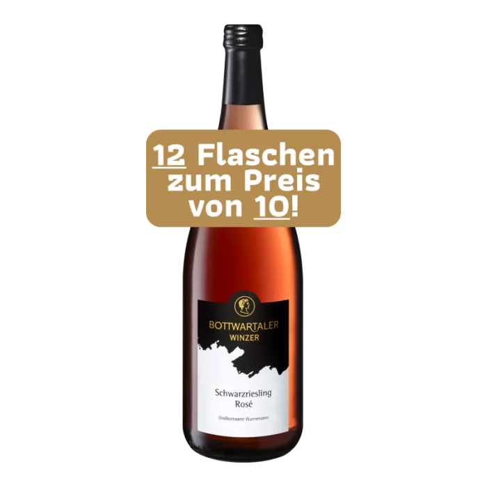 2023er Schwarzriesling Rosé Großbottwarer Wunnenstein QbA halbtrocken: Bezahle 10 Flaschen, erhalte 12 Flaschen!